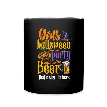 Fête d’Halloween et bière pour filles - Funny Halloween Par - Mug uni - noir - Devant