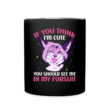 Furry Fandom Fursona Fox - Full Colour Mug - black - Front