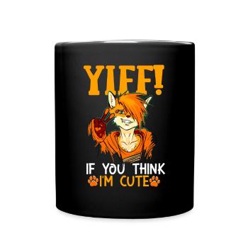 Furry Fandom Fursona Fursuit Fox - Full Colour Mug - black - Front