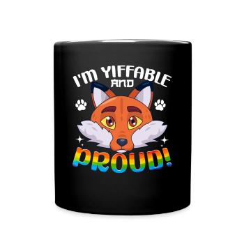 Furry Fandom Fursona Fursuit Fox - Full Colour Mug - black - Front