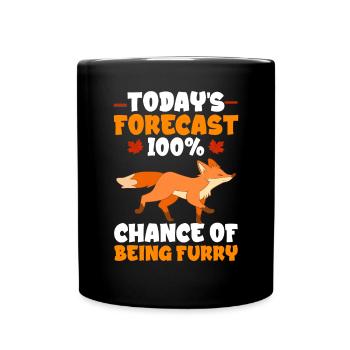 Furry Fandom Fursona Fursuit Fox - Full Colour Mug - black - Front
