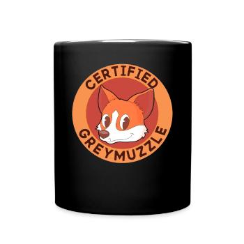 Furry Fandom Fursona Fursuit Dog - Full Colour Mug - black - Front