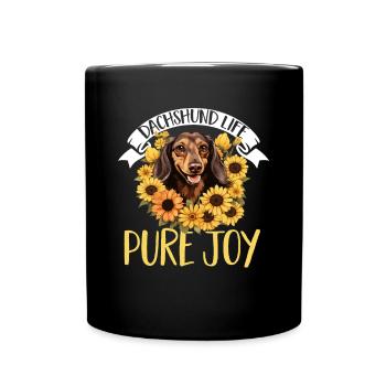 Blaireau saucisse chien teckel vie pure joie - Mug uni - noir - Devant