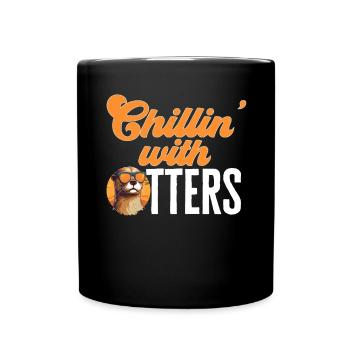 Otter Animal Kids & Adult - Chillin' with Otters - Full Colour Mug - black - Front