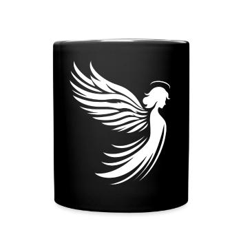 Un ange avec des ailes et une silhouette de halo - Mug uni - noir - Devant