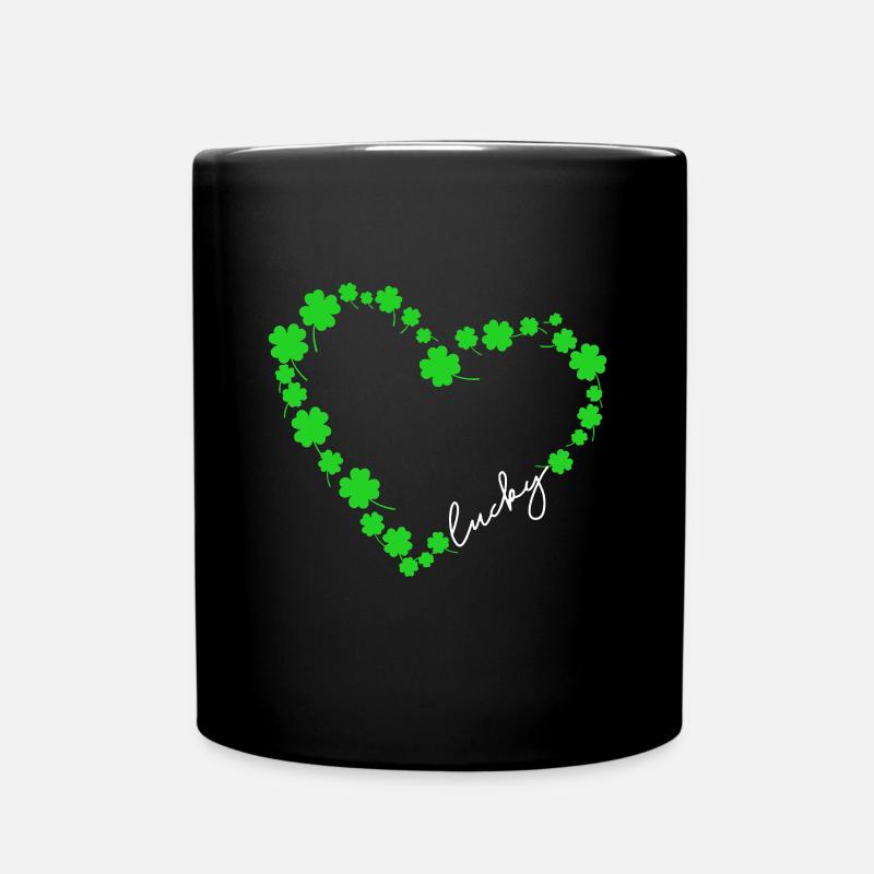 Kleeblatt Herz Vierblättriges Kleeblatt Lucky St Patricks - Tasse einfarbig - Schwarz