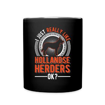 Hollandse Herder Hollandse Herdershond - Tasse einfarbig - Schwarz - Vorne