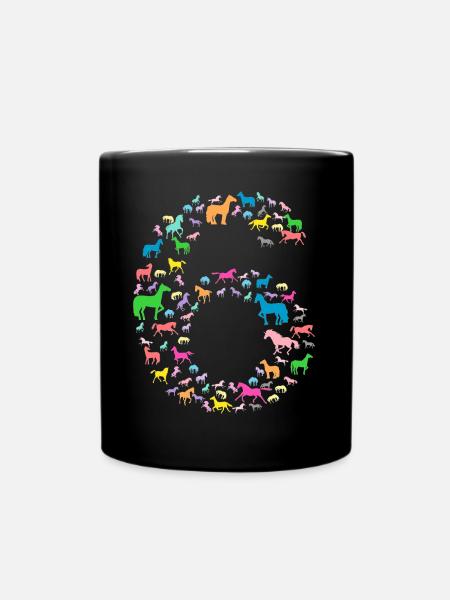 SIX ANS AVEC DES CHEVAUX ET DES LICORNES - Mug uni - noir