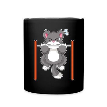 Cat Bodybuilder Pull-ups Bodybuilding - Full Colour Mug - black - Front