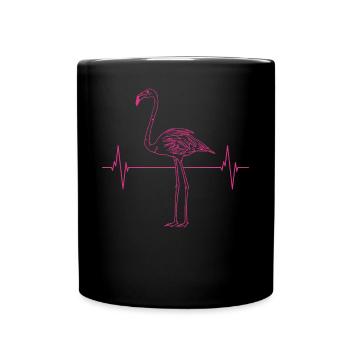 Heartbeat Flamingo Love Bird Gift - Full Colour Mug - black - Front