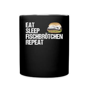 Lebenszyklus des Fischbrötchen-Fans Geschenk - Tasse einfarbig - Schwarz - Vorne