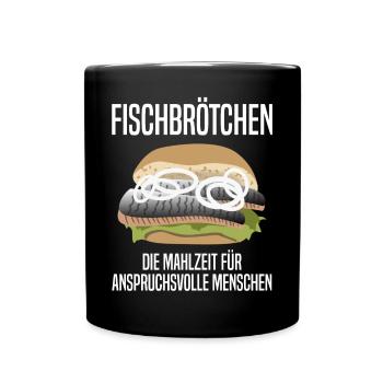 Fischbrötchen für Feinschmecker Geschenk - Tasse einfarbig - Schwarz - Vorne