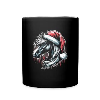 Cheval de Noël tête de cheval Graffiti Style - Mug uni - noir - Devant