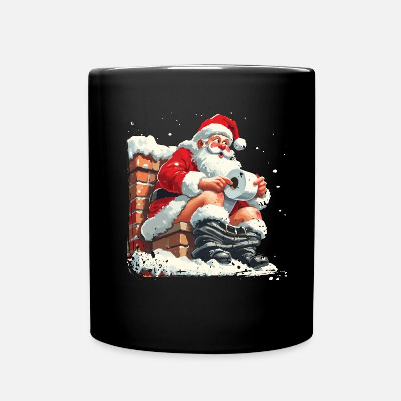 Père Noël assis sur les toilettes cheminées - Mug uni - noir