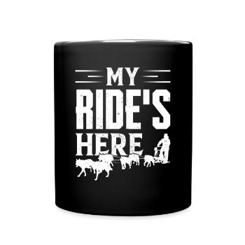 Mushing Hundeschlittenfahrt Musher - Tasse einfarbig - Schwarz - Vorne