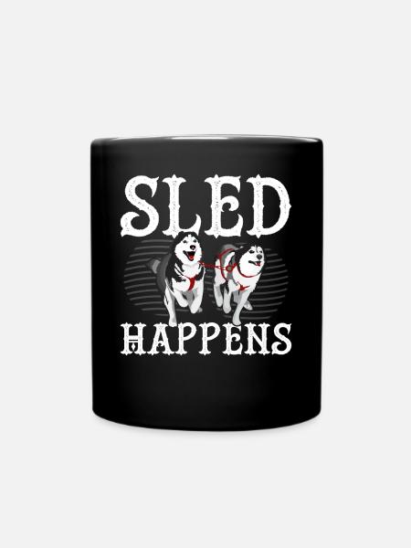Drôle Mushing Chien Traîneau Promenade Musher - Mug uni - noir
