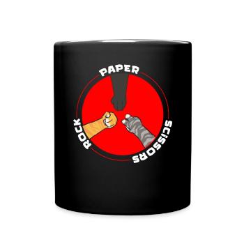 Rockpapierschere Handspiel Lustige Katzenkinder - Tasse einfarbig - Schwarz - Vorne