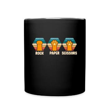 Rockpapierschere Handspiel Lustige Katzenkinder - Tasse einfarbig - Schwarz - Vorne