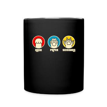 Rockpapierschere Handspiel Lustige Katzenkinder - Tasse einfarbig - Schwarz - Vorne