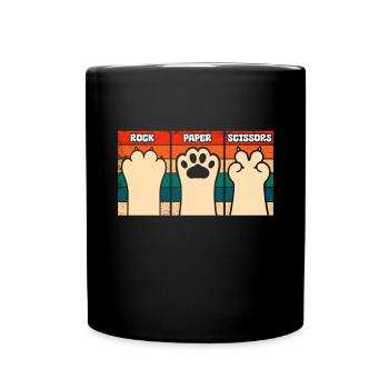 Rockpapierschere Handspiel Lustige Katzenkinder - Tasse einfarbig - Schwarz - Vorne