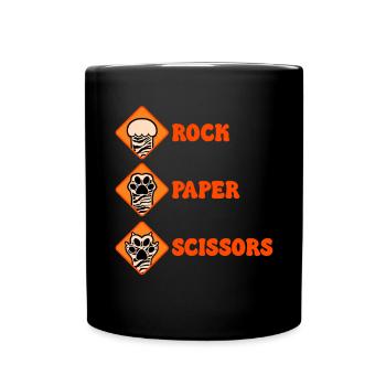 Rockpapierschere Handspiel Lustige Katzenkinder - Tasse einfarbig - Schwarz - Vorne