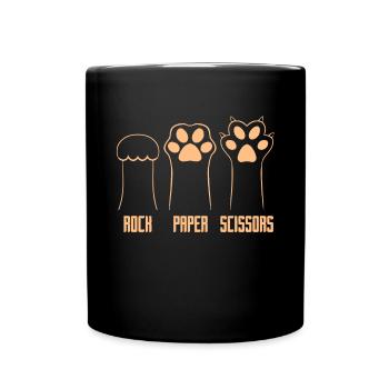 Rockpapierschere Handspiel Lustige Katzenkinder - Tasse einfarbig - Schwarz - Vorne