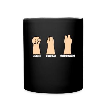 Rockpapierschere Handspiel Lustige Katzenkinder - Tasse einfarbig - Schwarz - Vorne