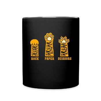 Rockpapierschere Handspiel Lustige Katzenkinder - Tasse einfarbig - Schwarz - Vorne