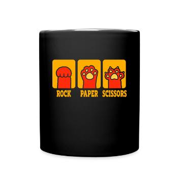 Rockpapierschere Handspiel Lustige Katzenkinder - Tasse einfarbig - Schwarz - Vorne