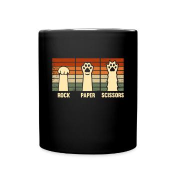 Rockpapierschere Handspiel Lustige Katzenkinder - Tasse einfarbig - Schwarz - Vorne