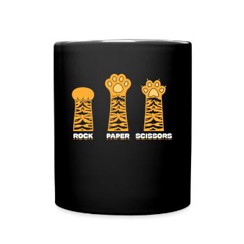 Rockpapierschere Handspiel Lustige Katzenkinder - Tasse einfarbig - Schwarz - Vorne