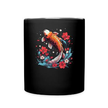 Koi Fische Kois-Karpfen Koi Garten-Teich Koi - Tasse einfarbig - Schwarz - Vorne