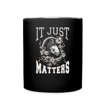 Koi Fische Kois-Karpfen Koi Garten-Teich lustige - Tasse einfarbig - Schwarz - Vorne