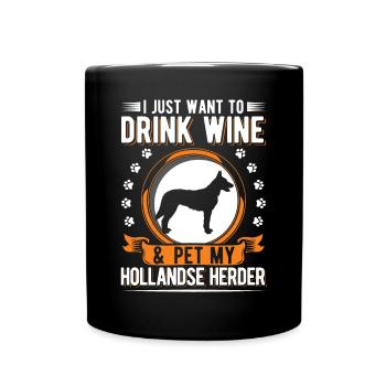 Hollandse Herder und Wein - Tasse einfarbig - Schwarz - Vorne
