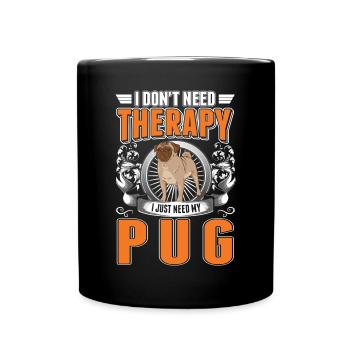 Pug Therapy Gift - Full Colour Mug - black - Front