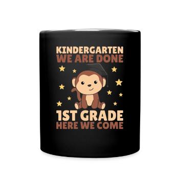 Enfants Maternelle diplômé singe 1ère année - Mug uni - noir - Devant