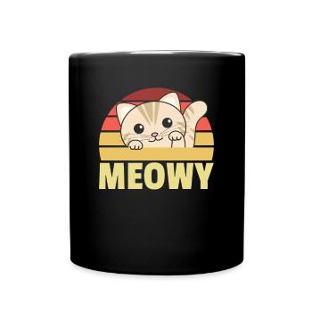 kawaii cat cute manga anime cats retro meowy - Full Colour Mug - black - Front