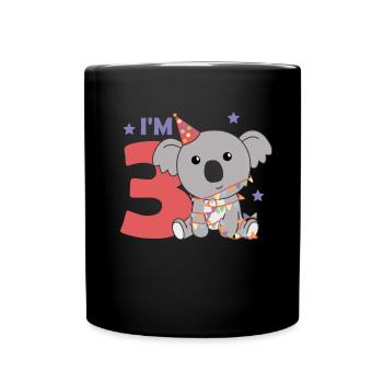 Koala for third birthday for children 3 years - Full Colour Mug - black - Front