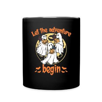 Let The Adventure Begin - Ghost Pumpkin Halloween - Full Colour Mug - black - Front