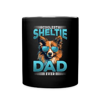 Shetland Sheepdog Dog Sheltie Coolest Sheltie Dad - Full Colour Mug - black - Front