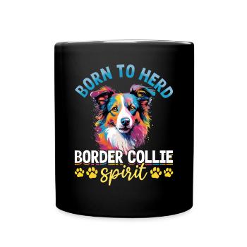 Chien Border Collie Né pour troupeau Border Collie - Mug uni - noir - Devant