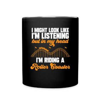 Achterbahn Rollercoaster Freizeitpark - Tasse einfarbig - Schwarz - Vorne