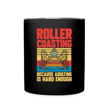 Roller Coaster Roller Coaster Amusement Park - Full Colour Mug - black - Front