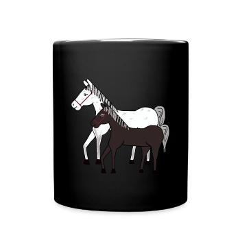 Horses, Horse, Pony, Horse Fool, Children, Pony Farm, Riding - Full Colour Mug - black - Front