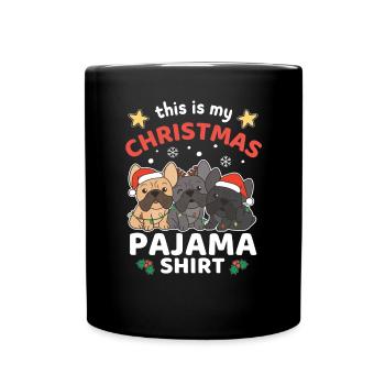 Bouledogue Français Pyjama de Noël Chiens - Mug uni - noir - Devant