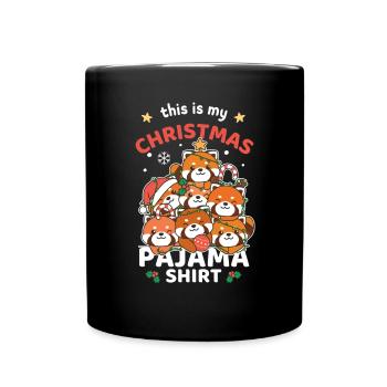 Roter Panda Weihnachts Schlafanzug - Tasse einfarbig - Schwarz - Vorne