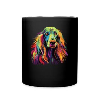 Aquarelle Coloré Lévrier Afghan - Mug uni - noir - Devant