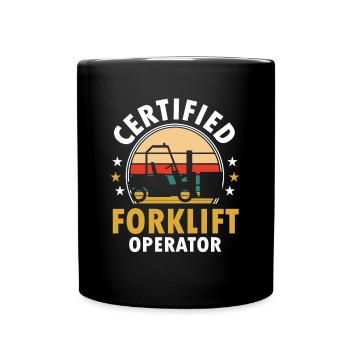 Retro Forklift Driver Vintage Certified Forklift O - Tasse einfarbig - Schwarz - Vorne