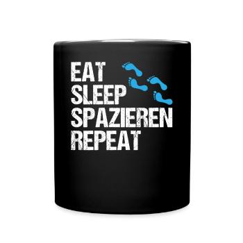 Tägliche Routine Spaziergang Liebhaber Geschenk - Tasse einfarbig - Schwarz - Vorne