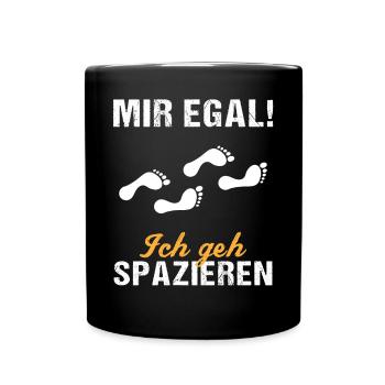 Sorglos Spaziergang Humorvolles Geschenk - Tasse einfarbig - Schwarz - Vorne
